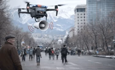 Дроны-полицейские начали «разговаривать» с алматинцами